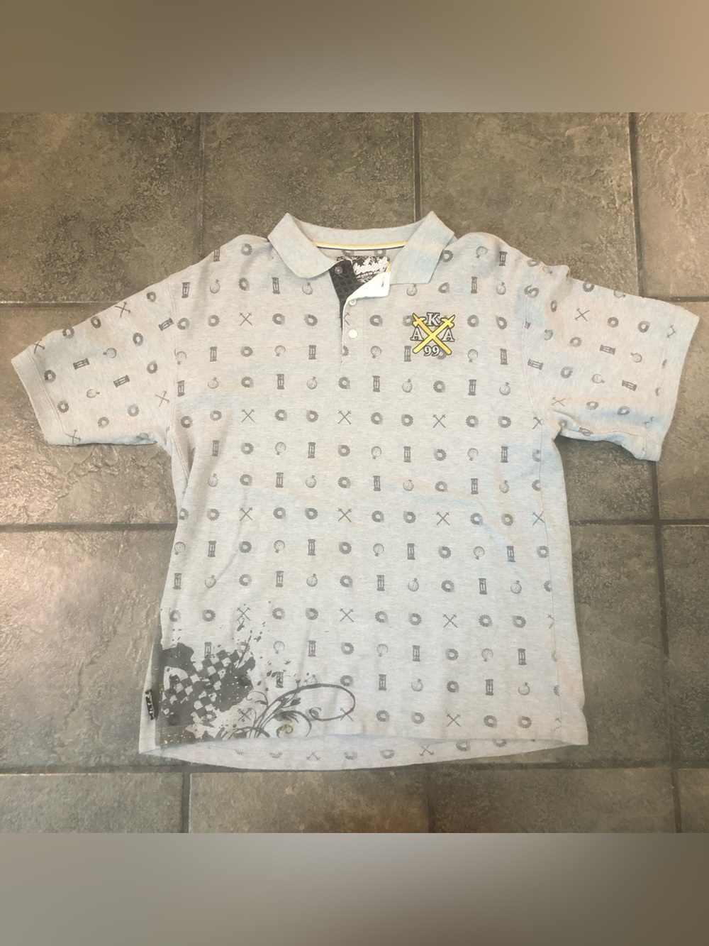 Vintage Y2K Men’s Akademiks Polo Shirt Size XL AOP Embroidered